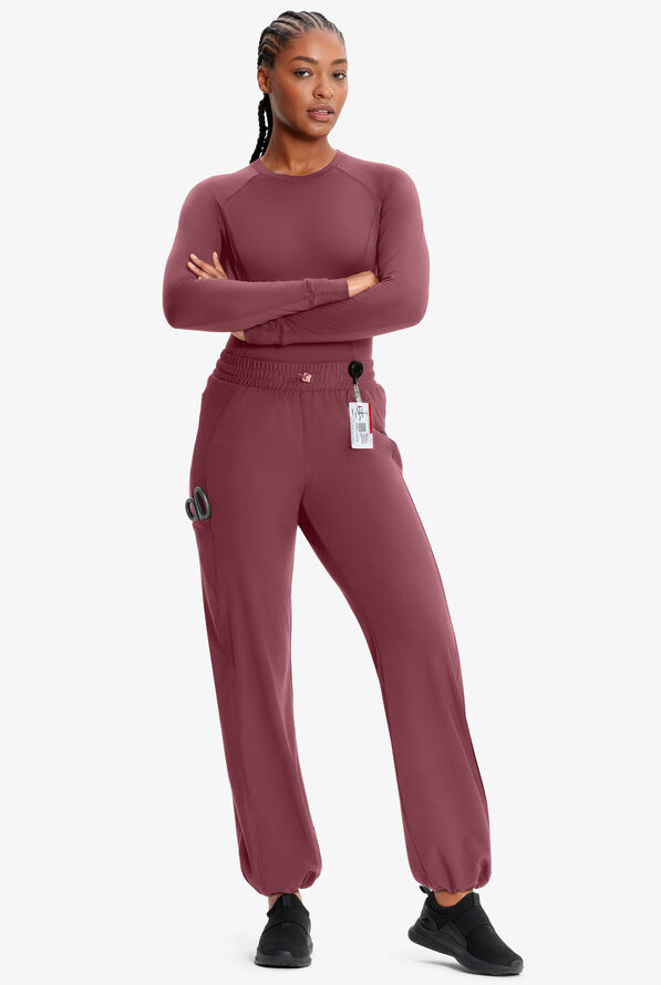 Pantalón médico Infinity GNR8 STRETCH estilo jogger con 5 bolsillos para mujer - Plum Velvet - 2