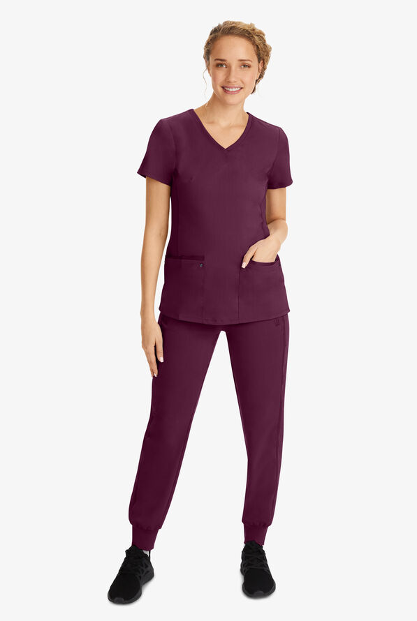 Healing Hands Purple Label Juliet Women's 2-Pocket STRETCH Princess Seam Scrub Top - Wine - 6