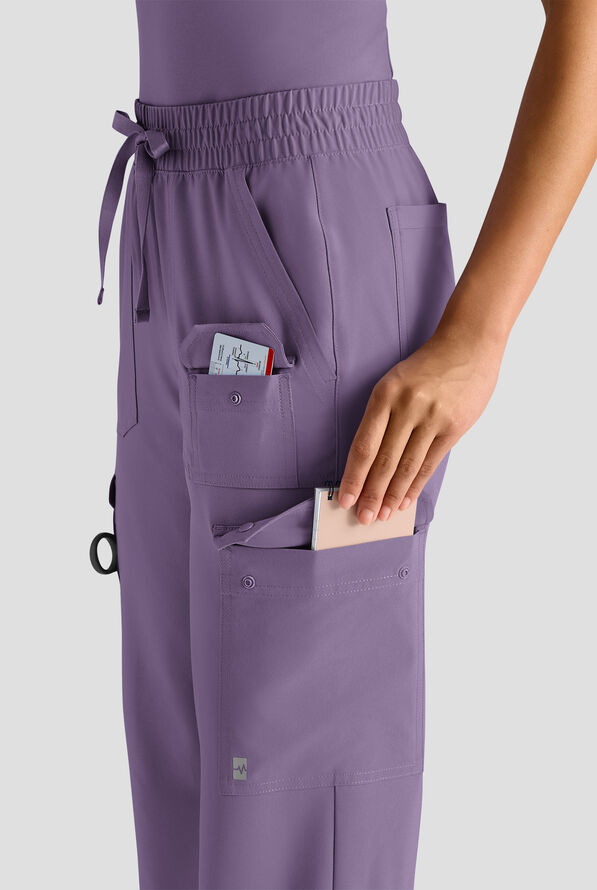 Easy STRETCH Ayo Women's 10-Pocket Cargo Scrub Pants - Purple Dusk - 4