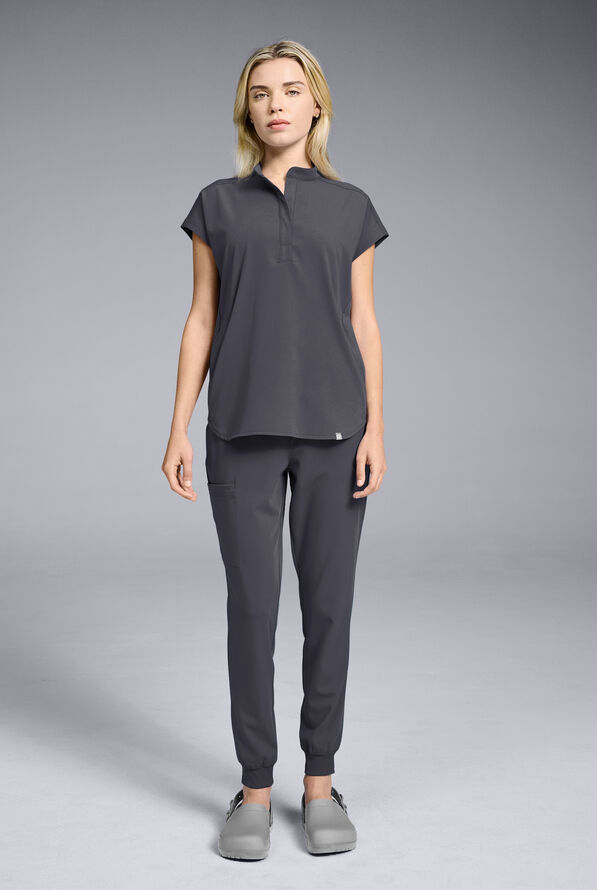 Hypothesis Women's Meta Oversized Dolman Sleeve Scrub Top - Pewter - 4