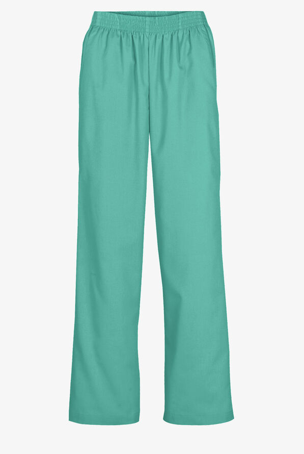 Butter-Soft Core Women's 2-Pocket Elastic Waist Scrub Pants - Green Aqua - 1