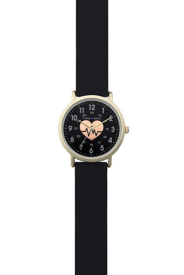 Reloj unisex Nurse Mates Heart of Gold con correa de silicona y hora militar - null - 1