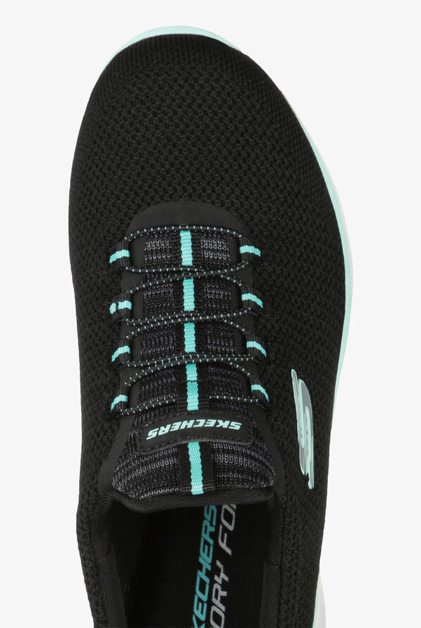 Skechers Sport Women's Summits Cool Classic Black/Turquoise Athletic Slip On Nursing Shoes - null - 2