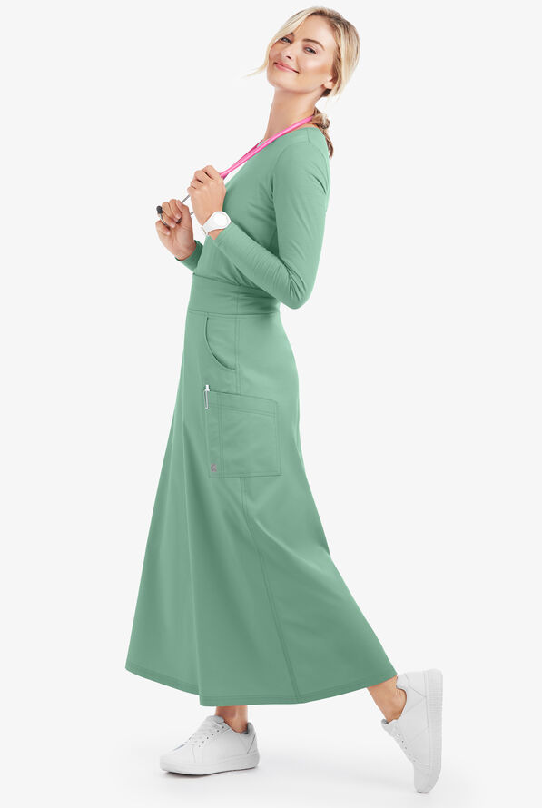 Butter-Soft STRETCH Women's 3-Pocket Ankle Length Scrub Skirt - Water Mint - 2