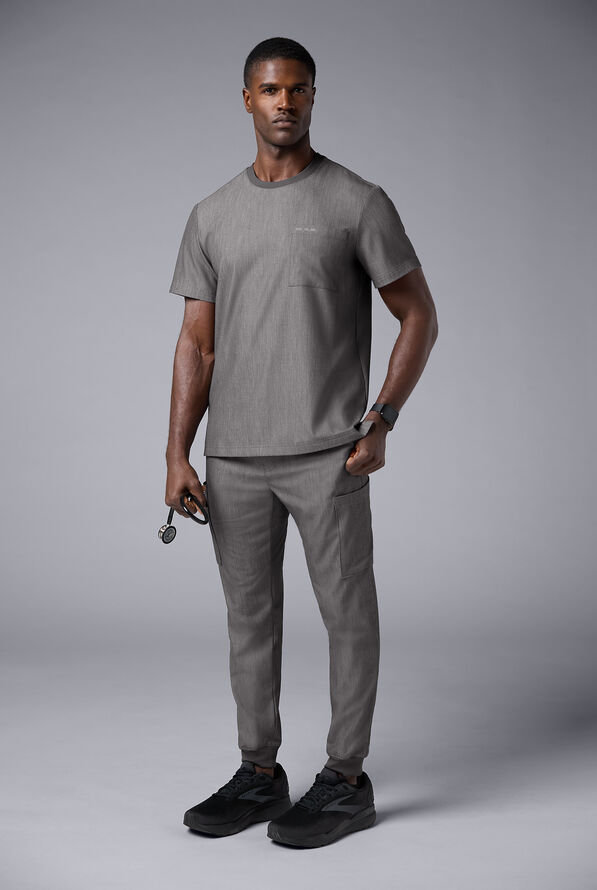 Camisa m&eacute;dica Hypothesis S-R Shift Ready con cuello redondeado y 1 bolsillo para hombre - Graphite - 5