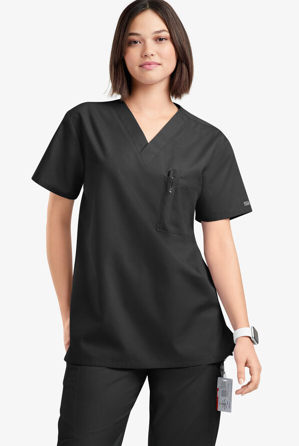 Blusa médica unisx Butter-Soft Originals con cuello en V y 2 bolsillos - Black - 2