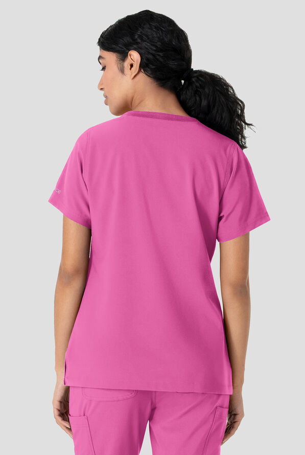 Carhartt Cross-Flex Force Women's 1-Pocket STRETCH Knit Trim Crew Neck Scrub Top - Electric Fuchsia - 3