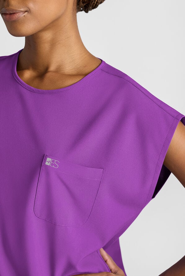 Easy STRETCH Gracie Women's Dolman Sleeve Crew Neck Scrub Top - Fresh Purple - 4