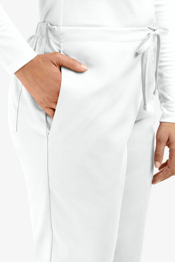 Cherokee Workwear Women's 3-Pocket Flare Leg Drawstring Scrub Pants - Tall - White - 3