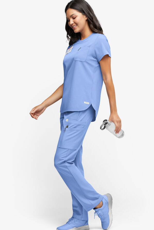 Pantalón médico ReSurge Topaz con cordón ajustable y 11 bolsillos para mujer - Ceil Blue - 4