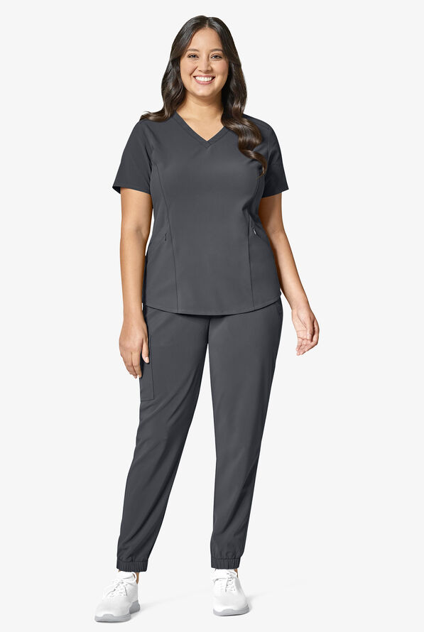 Wink Renew Women's 4-Pocket STRETCH V-Neck Scrub Top - Pewter - 2