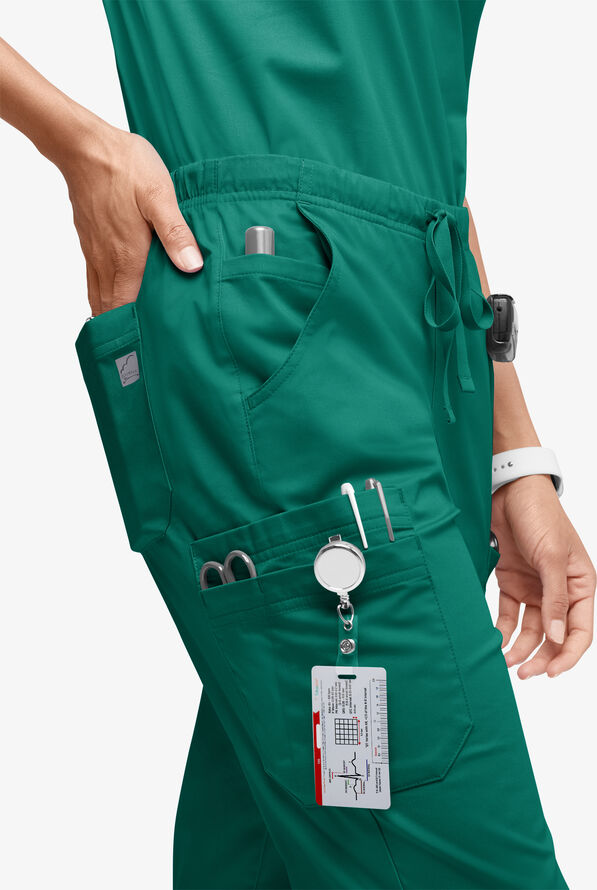 Butter-Soft STRETCH Women’s 10-Pocket Mid Rise Straight Leg Scrub Pant - Tall - Hunter - 3