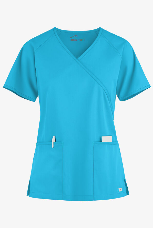 ButterSoft Scrubs by UA Raglan Mock Wrap Top Mock Wrap Scrub Tops