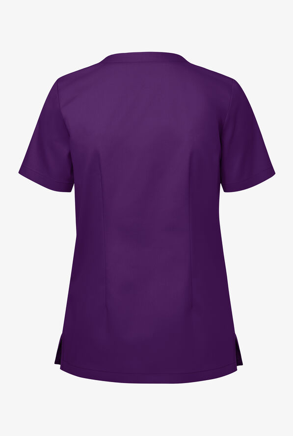Blusa médica UA Butter-Soft STRETCH con cuello en V y 3 bolsillos de ojal para mujer - Eggplant - 2