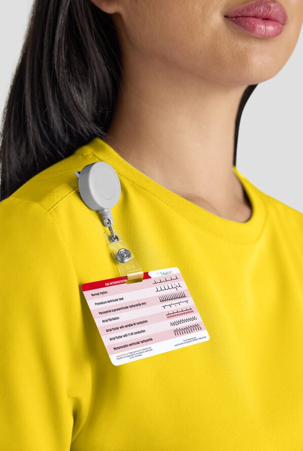 ReSurge Citrine Women's 1-Pocket Crew Neck Tuck In / Wear Out Scrub Top - Vibrant Yellow - 5