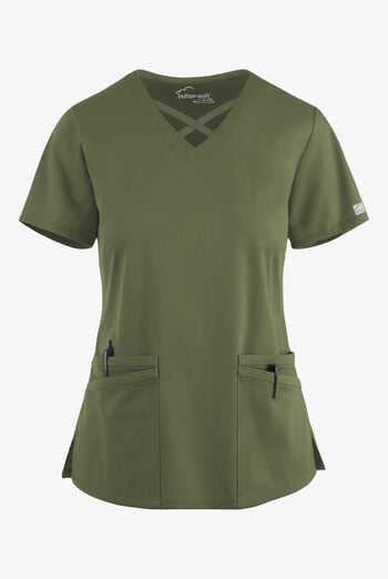Butter-Soft STRETCH Women's 4-Pocket Crisscross Scrub Top