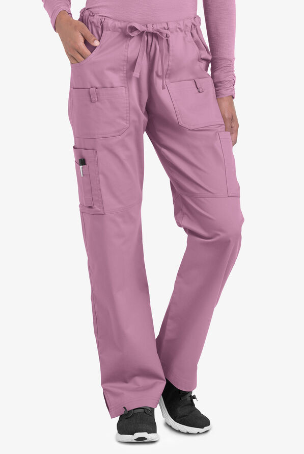 Butter-Soft STRETCH Women's 10-Pocket Drawstring Scrub Pants - Smokey Mauve - 1
