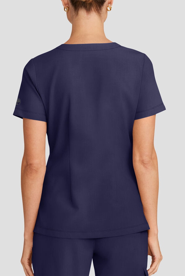Healing Hands Quest Women's 1-Pocket STRETCH Tuck In V-Neck Scrub Top - Navy - 4