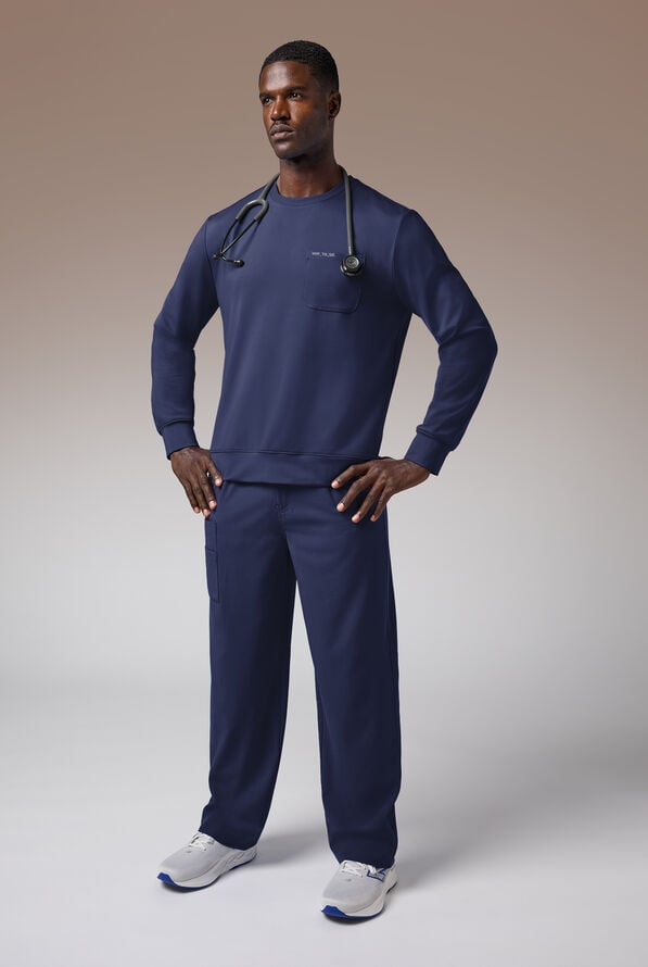 Hypothesis Omni Base Men's Knit Crew Neck Scrub Pullover - Navy - 2