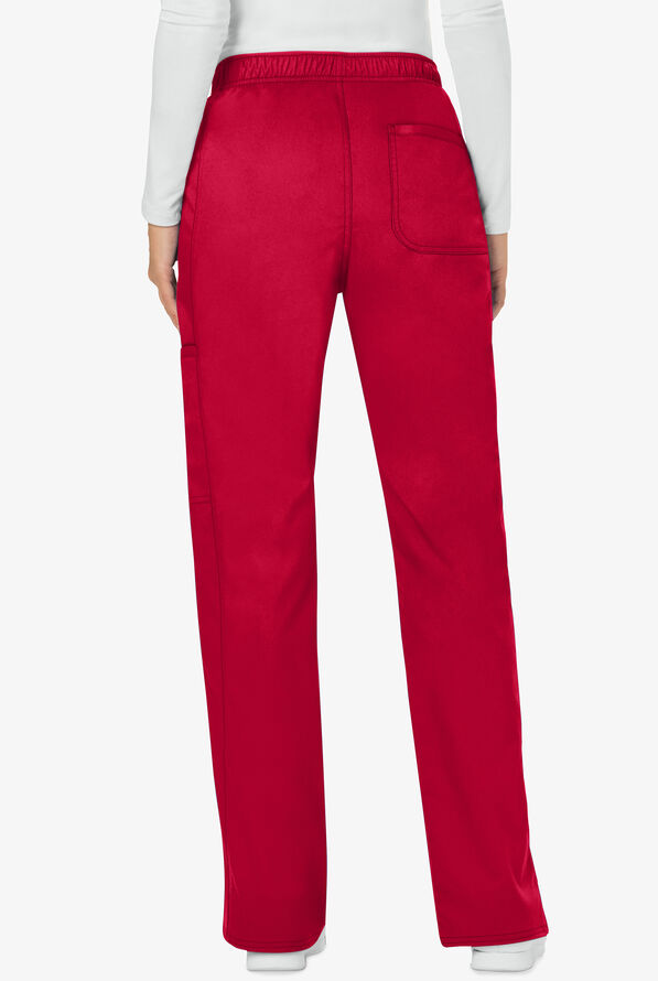 Cherokee Workwear Revolution Women's 5-Pocket STRETCH Drawstring Cargo Scrub Pants - Red - 2