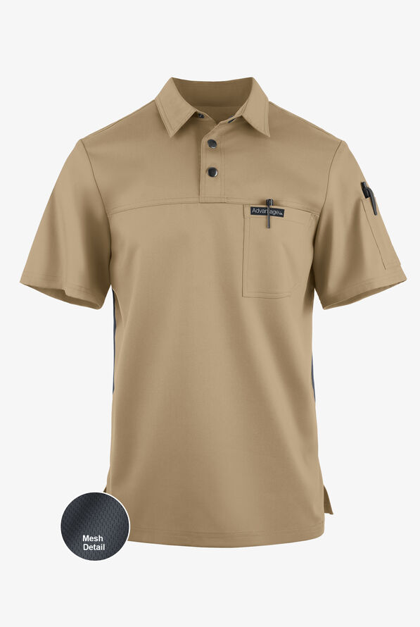 Advantage STRETCH Men's 3-Pocket Short Sleeve Polo with Back Air-Mesh Panels - Golden Sand - 1