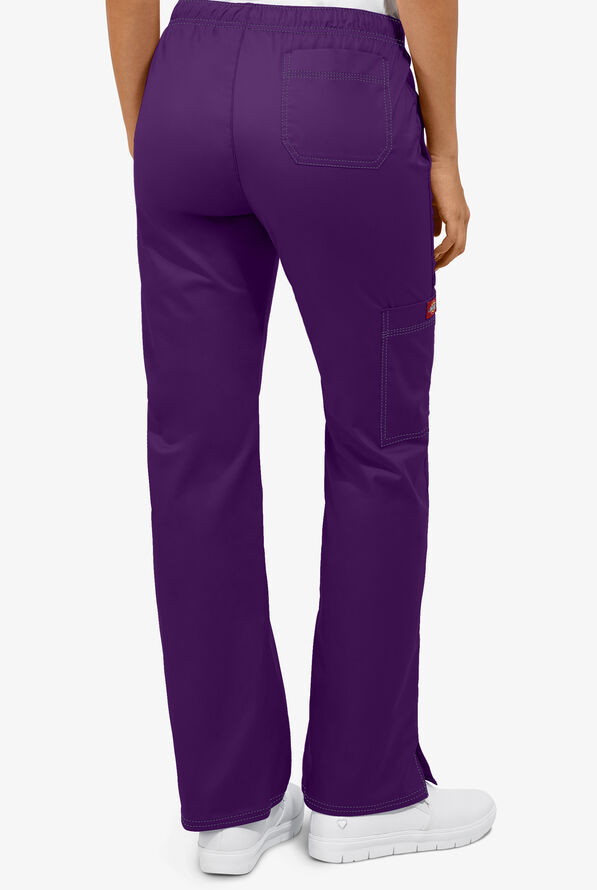 Dickies Gen Flex Women's 4-Pocket STRETCH Drawstring Cargo Scrub Pants - Eggplant - 2