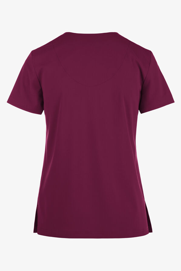 Blusa m&eacute;dica koi Basics Becca con cuello en V y 4 bolsillos para mujer - Wine - 3