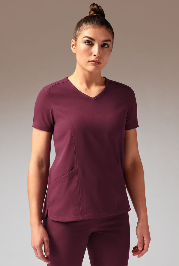 Hypothesis Meta-Base 2 Women&rsquo;s 2-Pocket V-Neck Scrub Top - Wine - 1