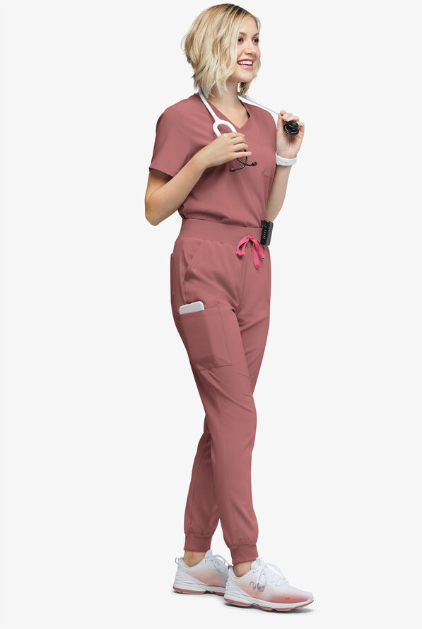 Easy STRETCH Olivia Women's 7-Pocket Slim Leg Jogger Scrub Pants - Soft Chestnut - 5