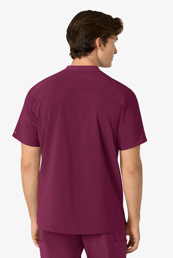 Carhartt Cross-Flex Men's 3-Pocket STRETCH Zip Pocket Henley Banded Collar Scrub Top - Wine - 4