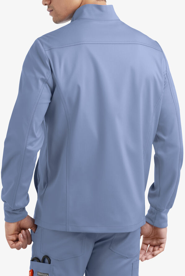 Advantage STRETCH Men's 4-Pocket Zip Front Warm-Up Scrub Jacket - Ceil Blue - 2