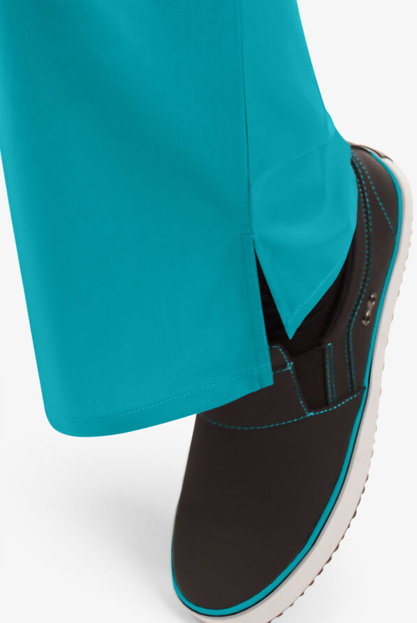 Cherokee Workwear Women's 3-Pocket Flare Leg Drawstring Scrub Pants - Teal Blue - 5