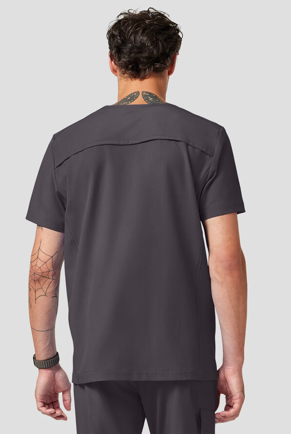 Camisa m&eacute;dica Healing Hands Quest Avery STRETCH con 4 bolsillos y cuello en Y para hombre - Pewter - 4