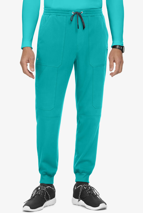 koi Next Gen Day to Night Men's 7-Pocket STRETCH Cargo Jogger Scrub Pants - Teal - 1