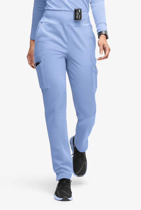 Movement by Butter-Soft Carina Women’s 7-Pocket Skinny Yoga Inspired  Scrub Pant - Petite - Ceil Blue - 1