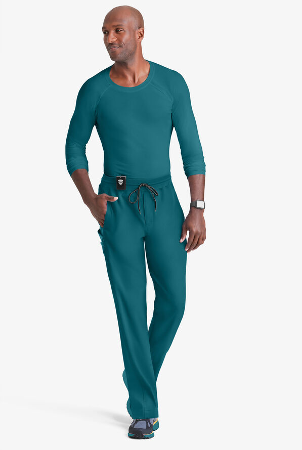 Grey's Anatomy by Barco Spandex STRETCH Hudson Men's 6-Pocket Slim Straight Cargo Scrub Pants - Bahama Blue - 4