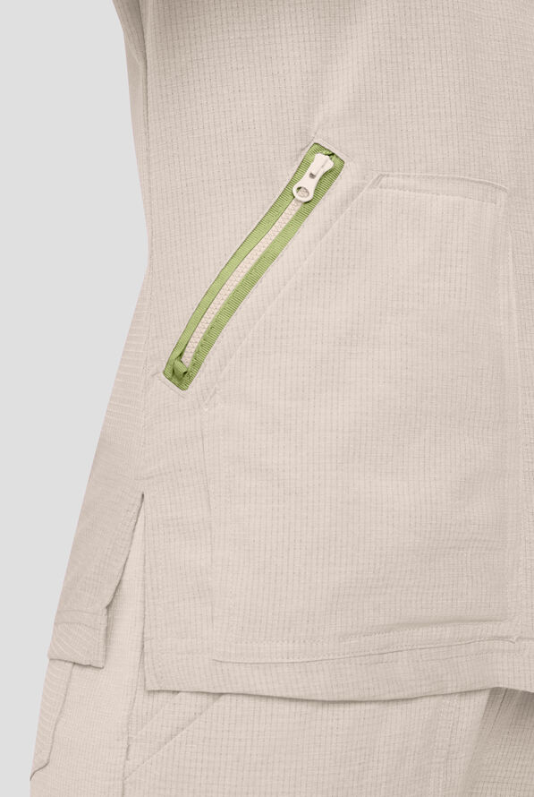 Blusa m&eacute;dica koi Solis Sari STRETCH con cuello en V y 4 bolsillos para mujer - Bone - 3