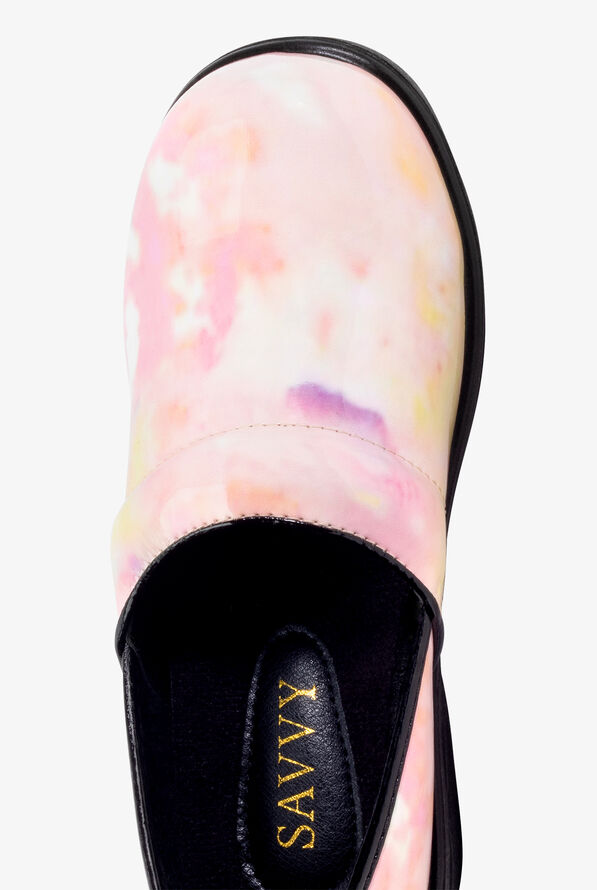 Savvy Women's Brandy Peace Tie Dye Patent Leather Nursing Clogs - null - 2