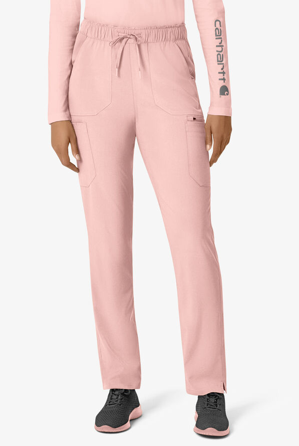 Carhartt Cross-Flex Force Women's 6-Pocket STRETCH Convertible Drawstring Cargo Scrub Pants - Soft Rose - 1