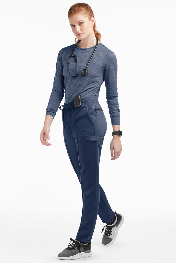 Movement by Butter-Soft Capricorn Women’s 7-Pocket Skinny Pintuck Scrub Pants - Navy - 4