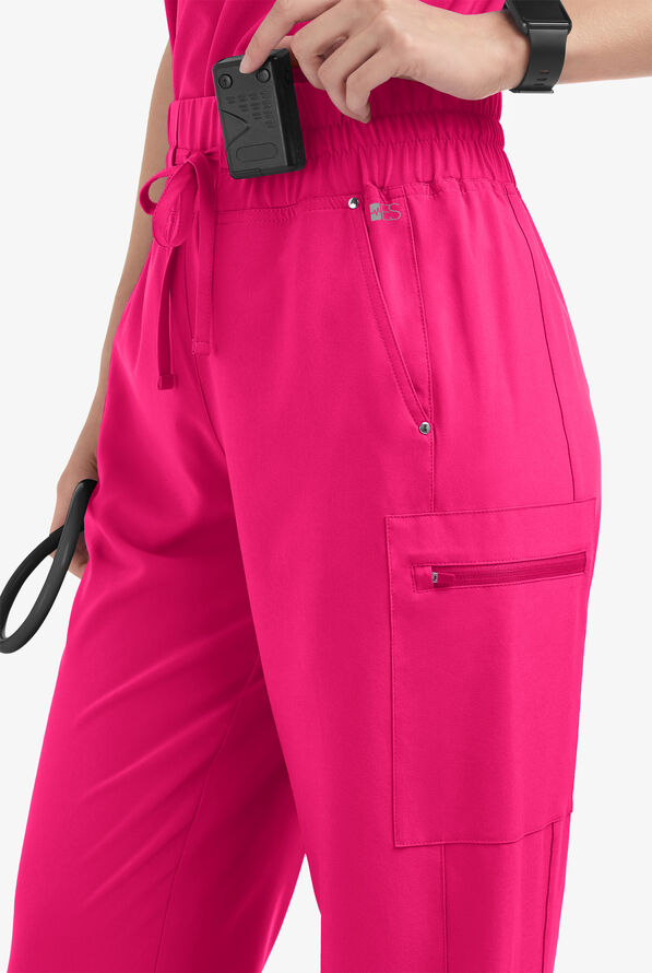 Easy STRETCH Ellie Women's 5-Pocket High Waisted Wide Leg Scrub Pants - Reactive Pink - 2