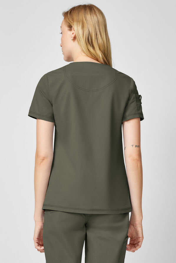 Dickies Forge Women's 2-Pocket Tuck-In V-Neck Scrub Top - Olive - 4