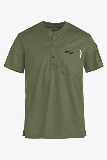 Advantage STRETCH Men's 2-Pocket Short Sleeve Henley Scrub Top