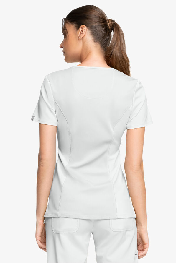 Infinity Women's 3-Pocket STRETCH Round Neck Scrub Top - White - 4