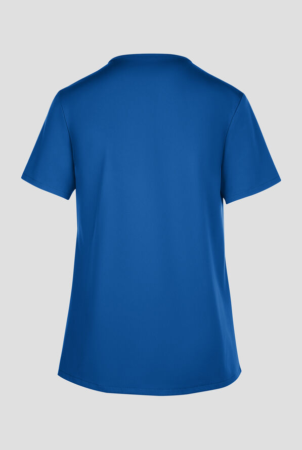 Cherokee Workwear Originals Ultra Women's 2-Pocket Snap Front V- Neck Scrub Top - Royal - 2
