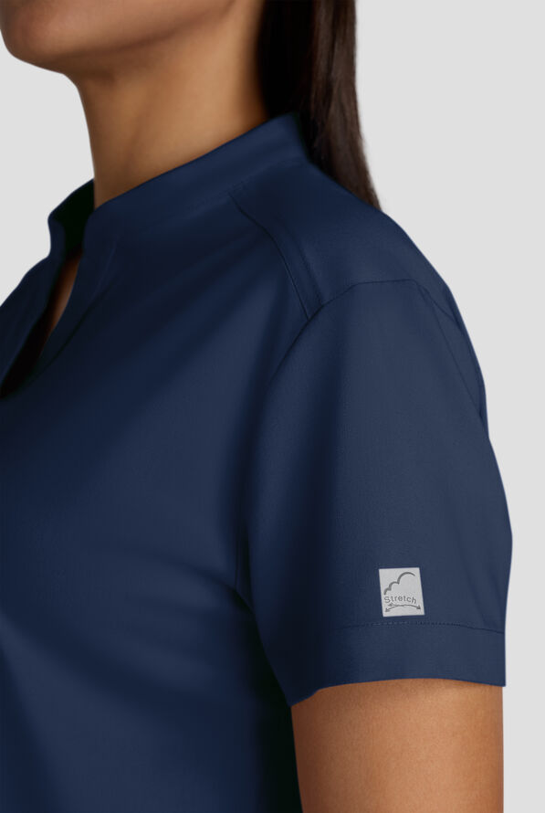 Butter-Soft STRETCH FLXTEK+ Women's 2-Pocket Oversized Henley Scrub Top - Navy - 4