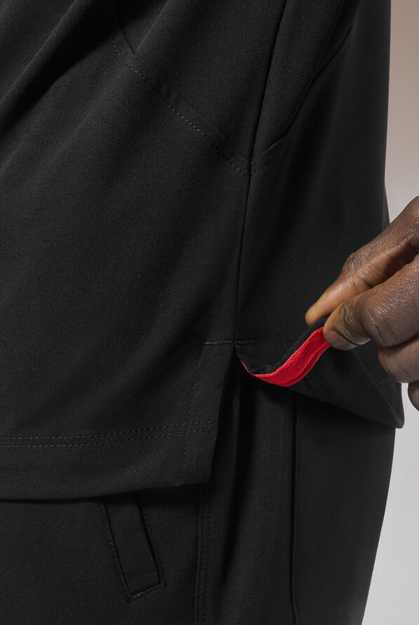 Hypothesis (RED) Alpha System Men’s 1-Pocket Zip Placket Polo Scrub Top - Jet Black - 6