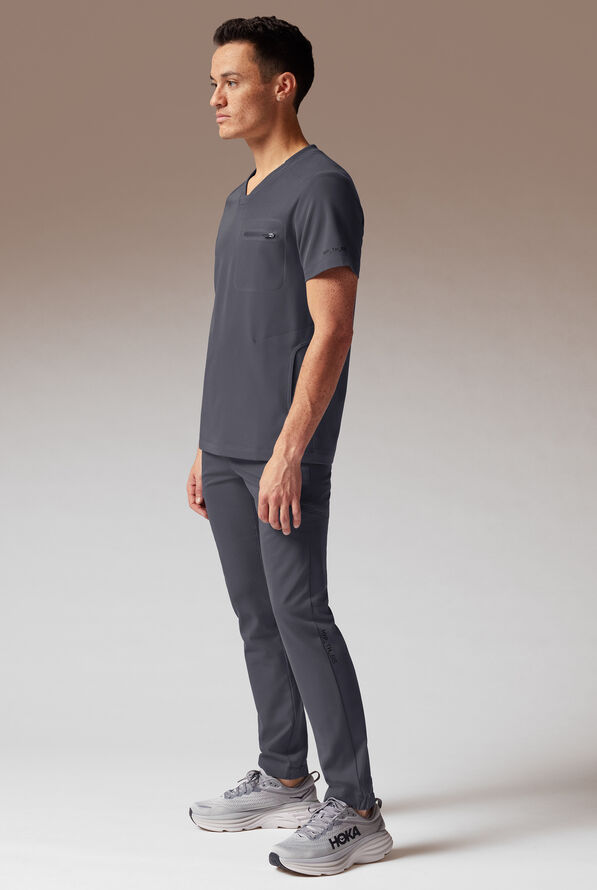 Hypothesis System 3 Men's 3-Pocket V-Neck Scrub Top - Pewter - 2