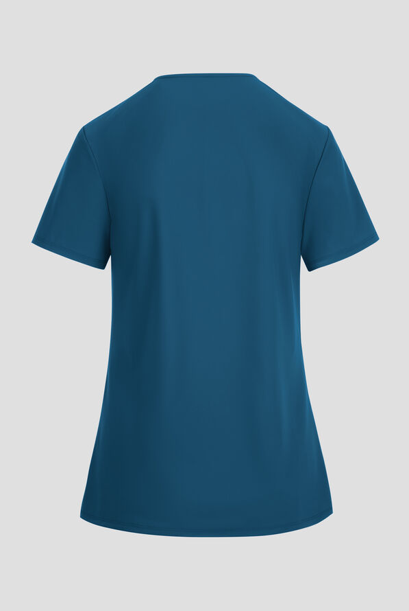 Infinity Pursuit Women's 3-Pocket STRETCH V-Neck Scrub Top - Caribbean Blue - 2
