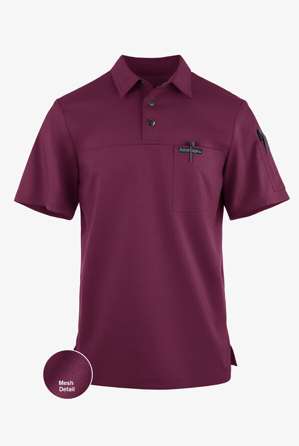 Advantage STRETCH Men's 3-Pocket Short Sleeve Polo with Back Air-Mesh Panels - Wine - 1